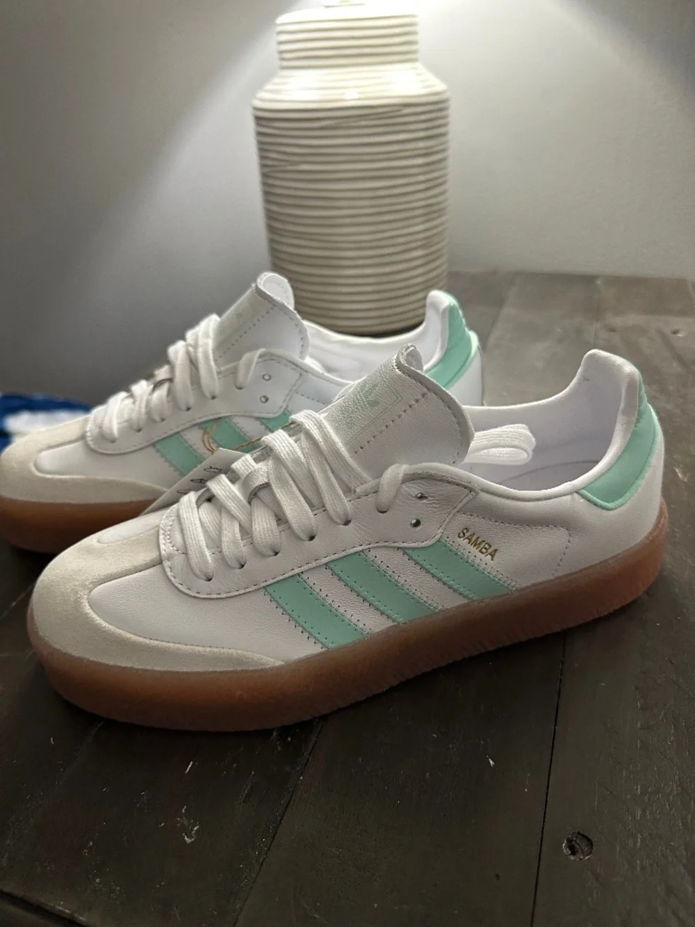 adidas Samba OG White Clear Mint Gold Women’s Size 7.5